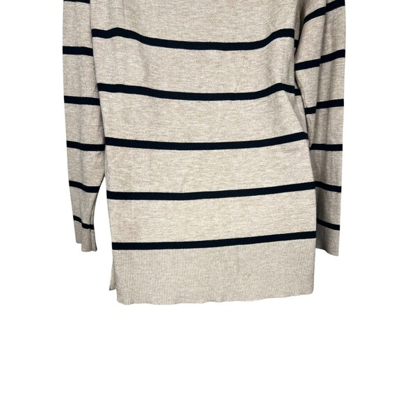 Bobeau Tan Black Striped V-Neck Hi-Low Sweater M - Picture 7 of 16